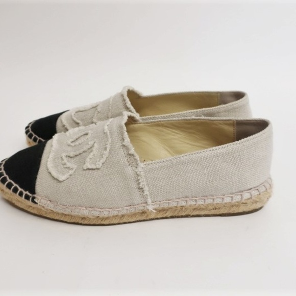 Chanel CC Cap Toe Espadrilles Natural/Black - Picture 5 of 6